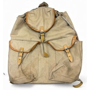 VTG 50s Sac Lafuma Millet France Tan Canvas Rucksack Outdoor Hiking Backpack